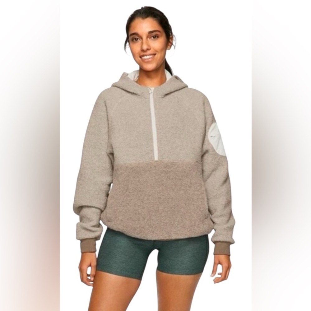 Outdoor Voices MegaFleece Wool Half Zip Hoodie Oatmeal Amber Gorpcore M